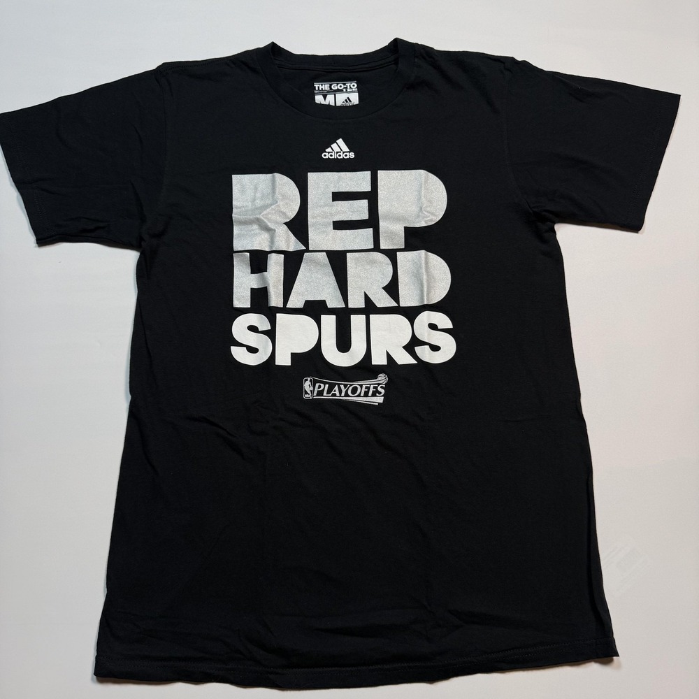San Antonio Spurs Shirt‎ Mens Medium Black NBA Basketball Rep Hard Adidas Tee